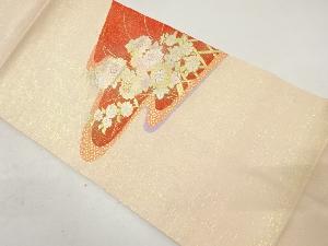 箔置き　菊に光悦垣模様名古屋帯